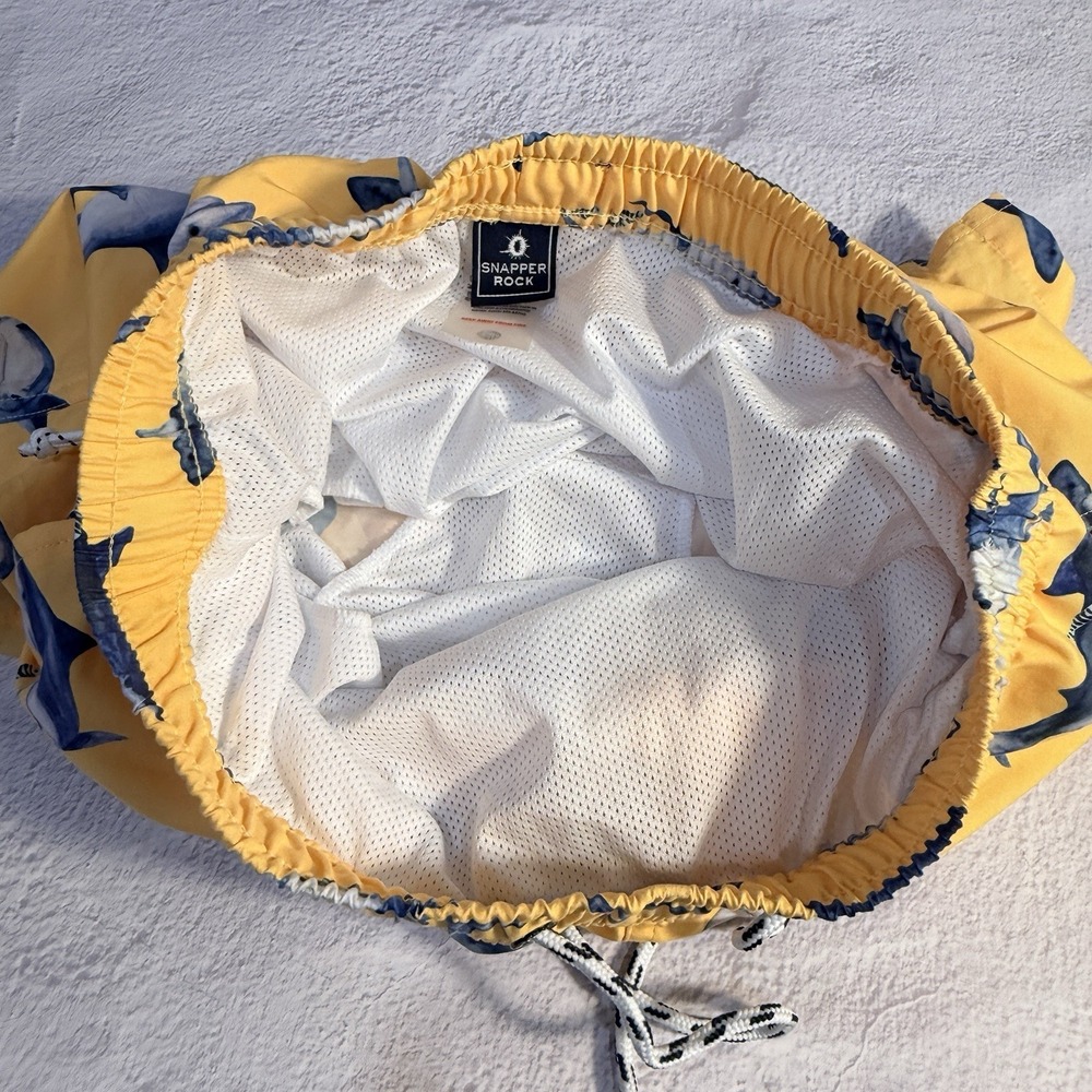 Snapper Rock Swim Trunks Men's M Yellow Shark Print Board Shorts Beach Surf View 6